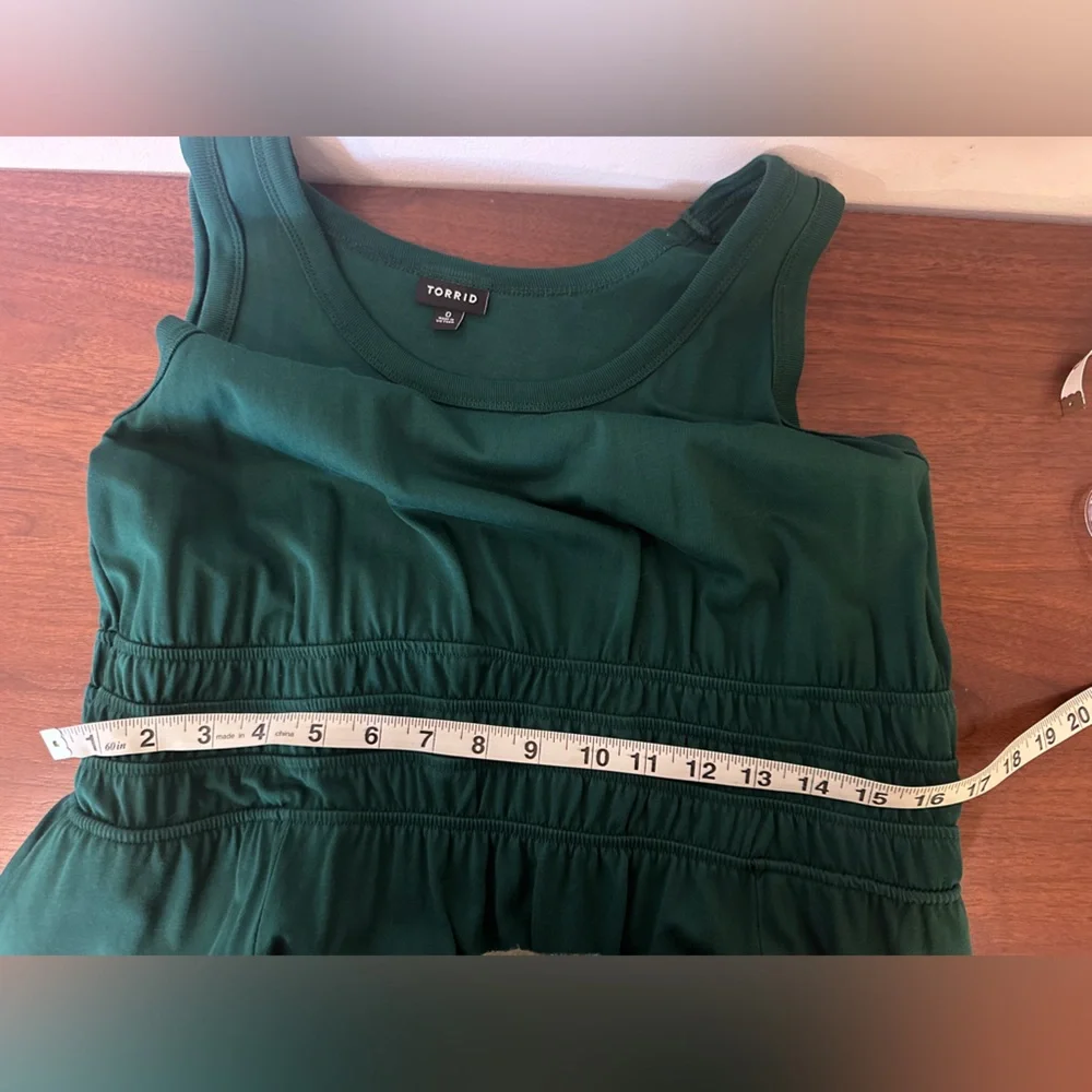 Torrid 0x sleeveless botanical garden Emerald Green Midi Dress cotton! Pockets! - Picture 7 of 8